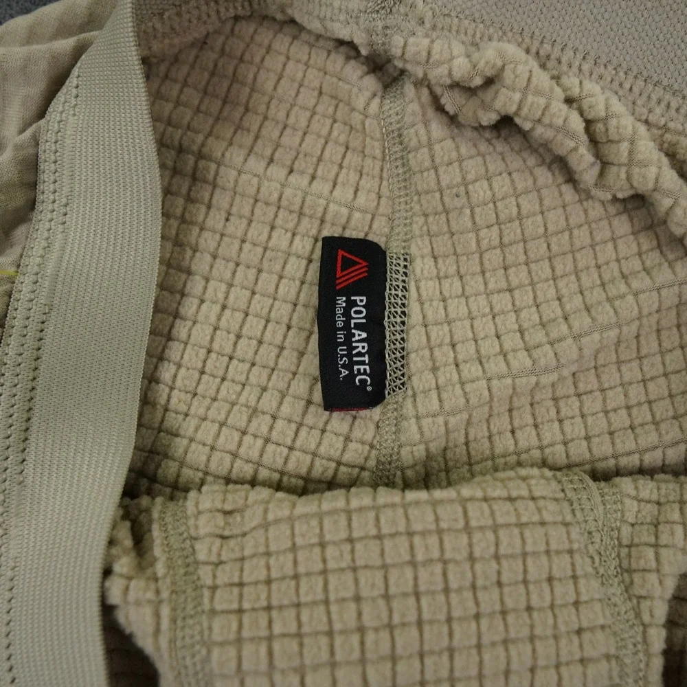 VTG Polartec Thermal Base Layer Pants Men Large? Tan Waffle Grid Fleece Made USA